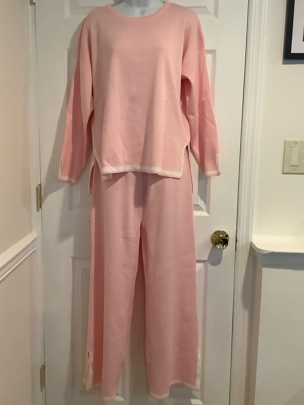 FASHION Pink 2 Piece Set Travel Day Weekend Outfit Coastal Grandma Loungewear M
